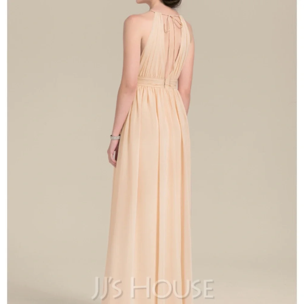 Champagne floor length bridesmaid/ prom dress - Picture 4 of 7